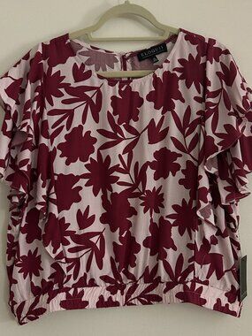 ELOQUII Flutter Short Sleeve Bubble Top (NWT; Plus Size 20)